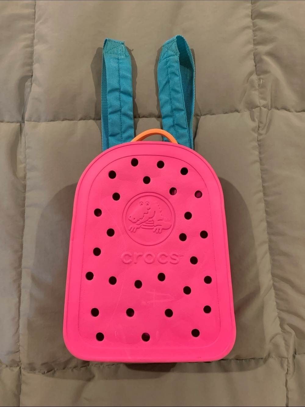 CROCS Kids Bright Pink Backpack with Teal Straps